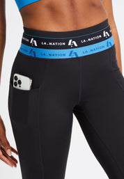 Full Length Leggings with Logo Waistband-Black